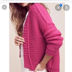 Anthropologie / moth chunky knit pink cardigan